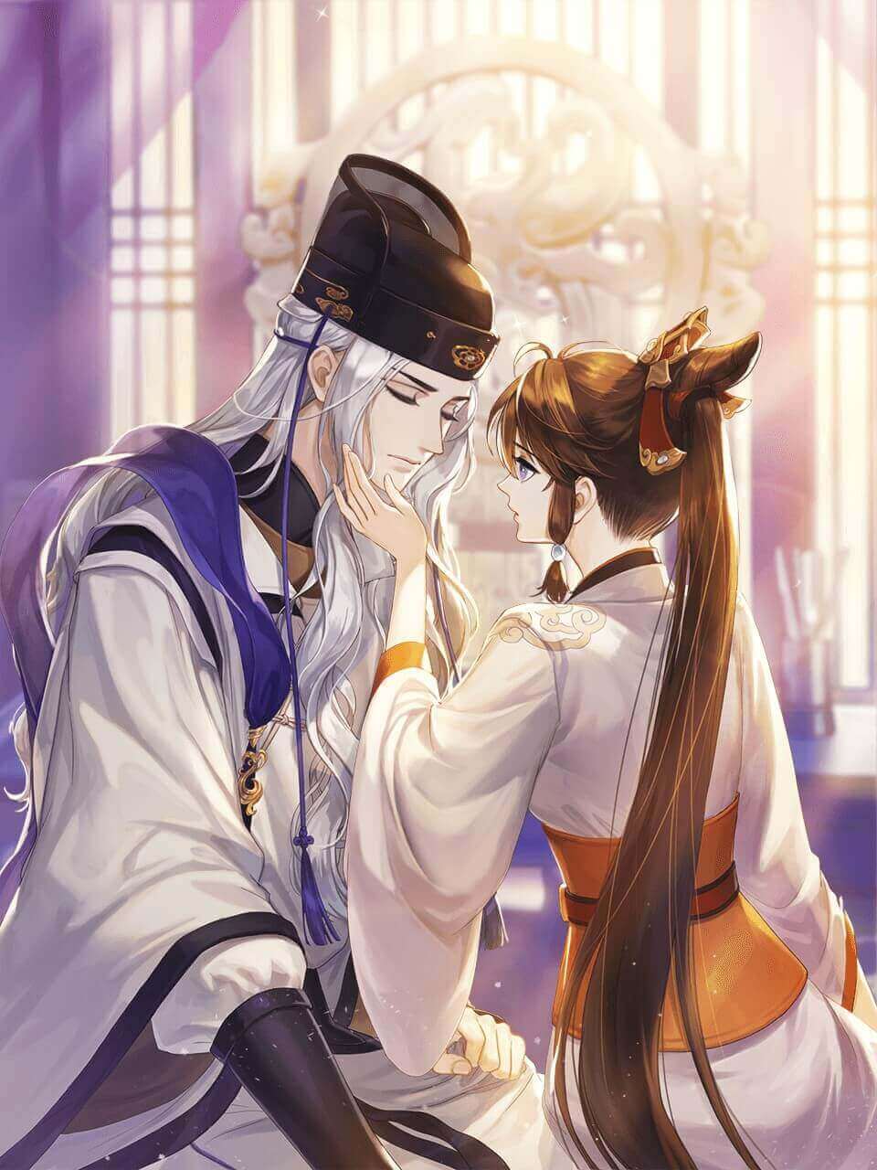 白发公子与宫廷少女相望